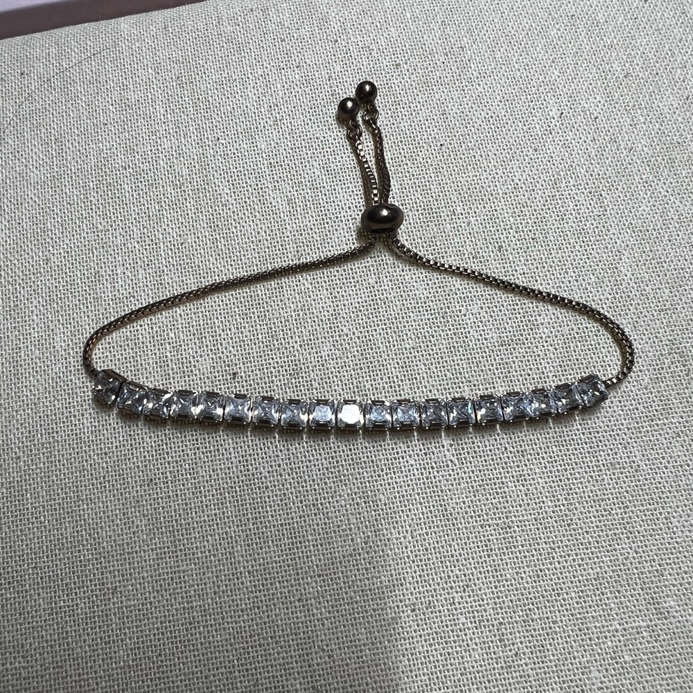 Rose Gold Adjustable Rhinestone Bracelet - Picture 2 of 5